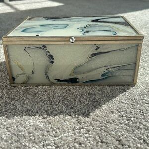 Marble navy, gold, teal accent box
